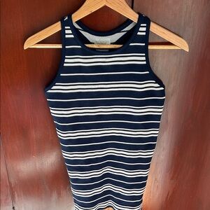 Athleta Navy and White Striped Tank Top